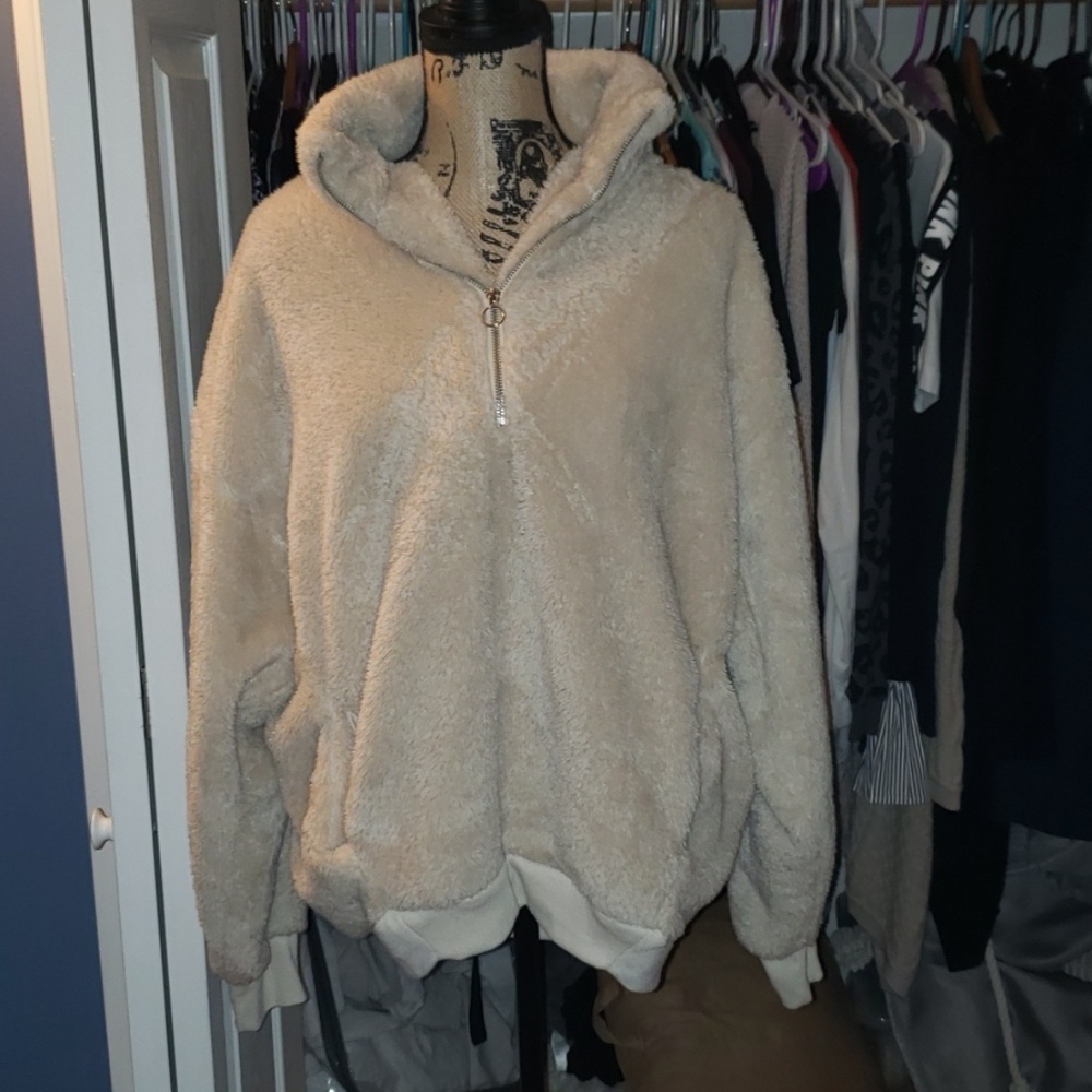 Express quarter zip fuzzy sweater
